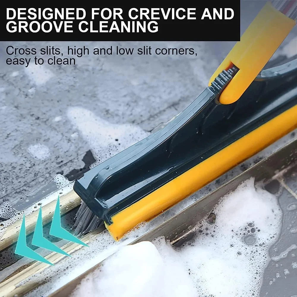 2-in-1 Bathroom Cleaning Brush with Wiper Long Handle 180 Rotate Toilet Brush